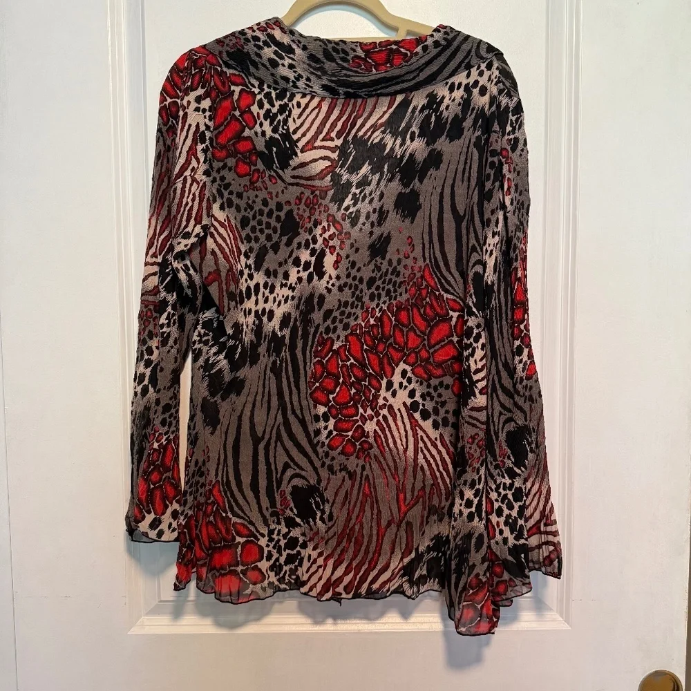 NWOT Rossi Roma Animal Print Long Sleeve‎ Blouse Size XL